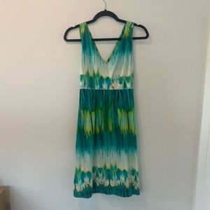 Tommy Bahama Blue and Green Criss Cross Flowy Midi Dress